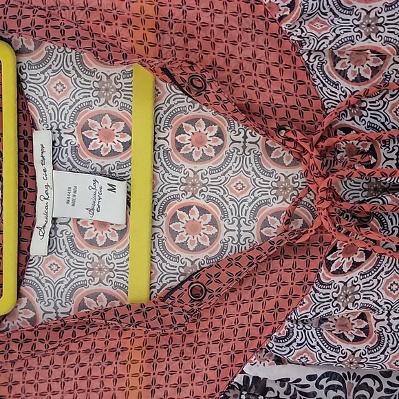 American Rag Orange, Navy & Off White Sheer Boho Print M - Picture 7 of 15